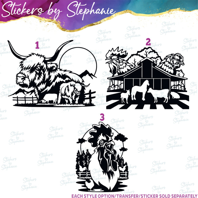 (s01A-252) Farm Double Exposure Iron-On Transfer