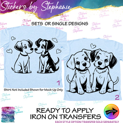 (s01A-256) Dog Buddies Iron-On Transfer or Sticker