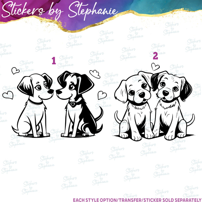 (s01A-256) Dog Buddies Iron-On Transfer