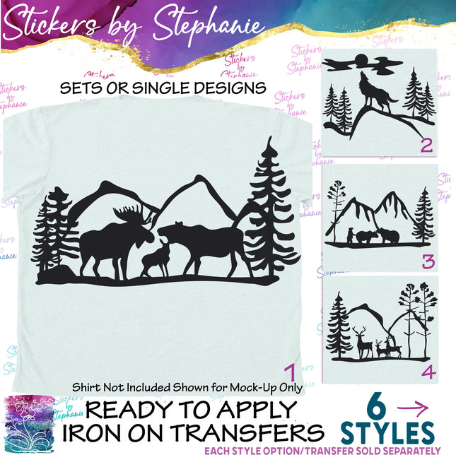 (s01-258) Forest Animals Mountains Iron-On Transfer