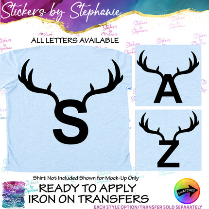 (s01A-259) Deer Antler Letters Iron-On Transfer