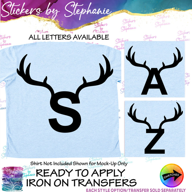 (s01A-259) Deer Antler Letters Iron-On Transfer