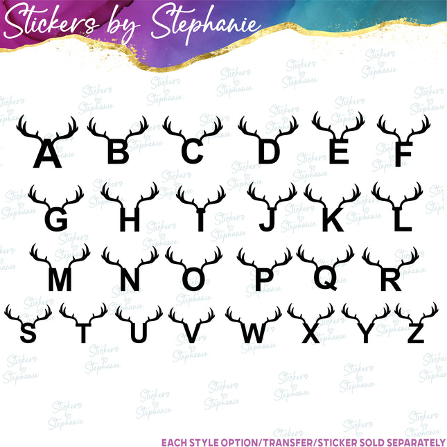 (s01A-259) Deer Antler Letters Iron-On Transfer