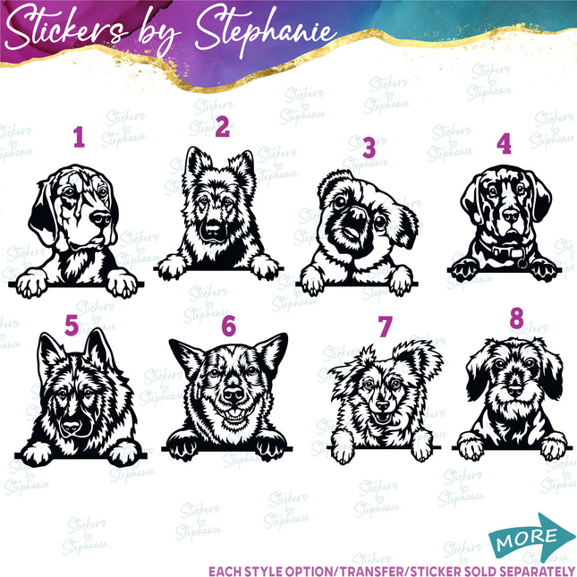 (s01A-260) Peeking Dog Iron-On Transfer