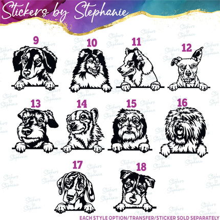 (s01A-260) Peeking Dog Iron-On Transfer
