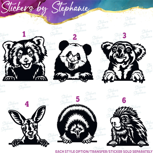(s01A-264) Red Panda, Koala, Kangaroo Iron-On Transfer