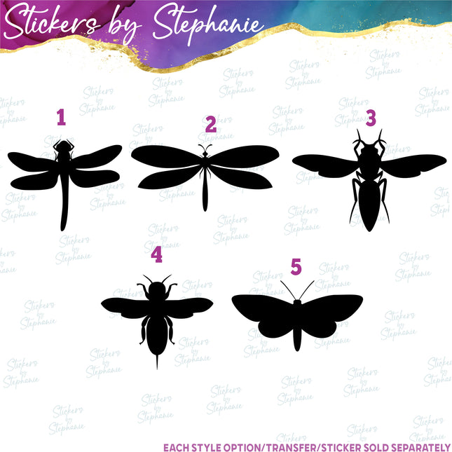 (s01A-268) Dragonfly, Bee, Wasp Iron-On Transfer