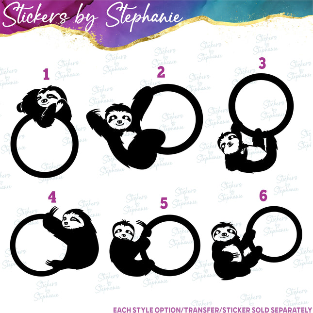 (s01A-270) Sloth Monogram Frame Iron-On Transfer
