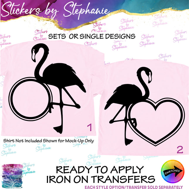 (s01A-271) Flamingo Monogram Frame Iron-On Transfer
