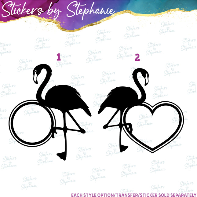 (s01A-271) Flamingo Monogram Frame Iron-On Transfer