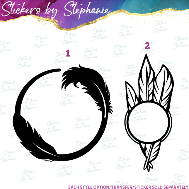 (s01A-272) Feather Monogram Frame Iron-On Transfer