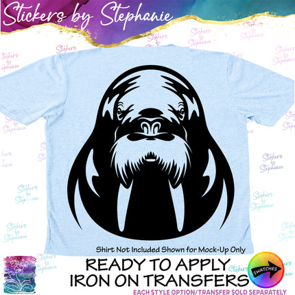 (s01A-275) Walrus Head Iron-On Transfer or Sticker