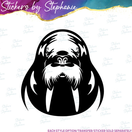(s01A-275) Walrus Head Iron-On Transfer or Sticker
