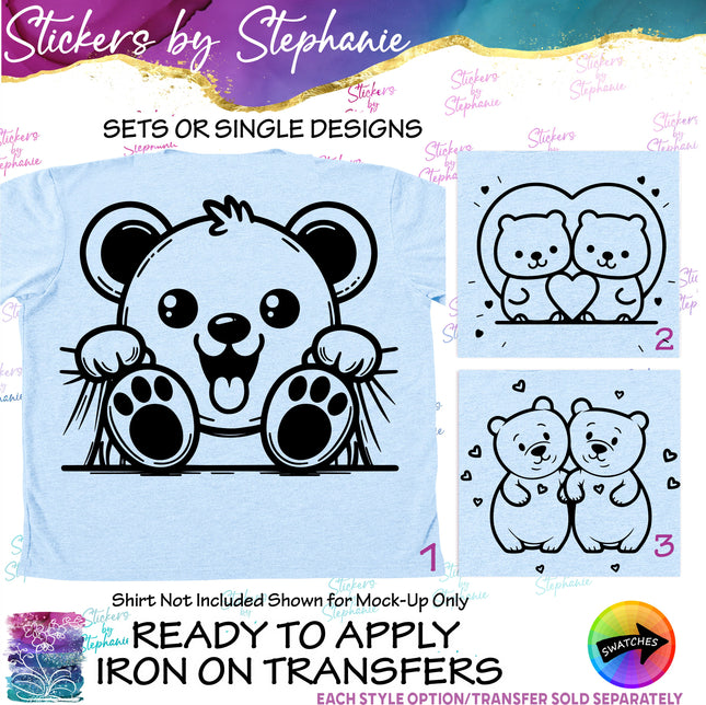 (s01A-277) Bear Peeking Buddies Iron-On Transfer