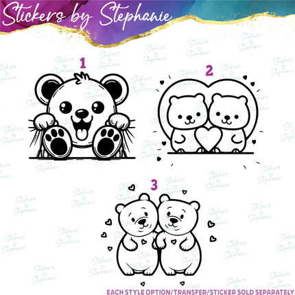 (s01A-277) Bear Peeking Buddies Iron-On Transfer