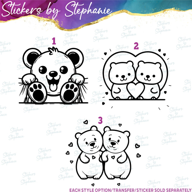 (s01A-277) Bear Peeking Buddies Iron-On Transfer