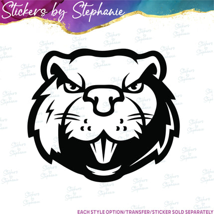 (s01A-278) Beaver Face Iron-On Transfer or Sticker
