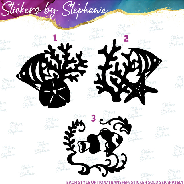 (s01A-027) Fish, Coral Iron-On Transfer