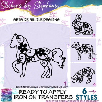 (s01A-028) Daisy Farm Animals Iron-On Transfer
