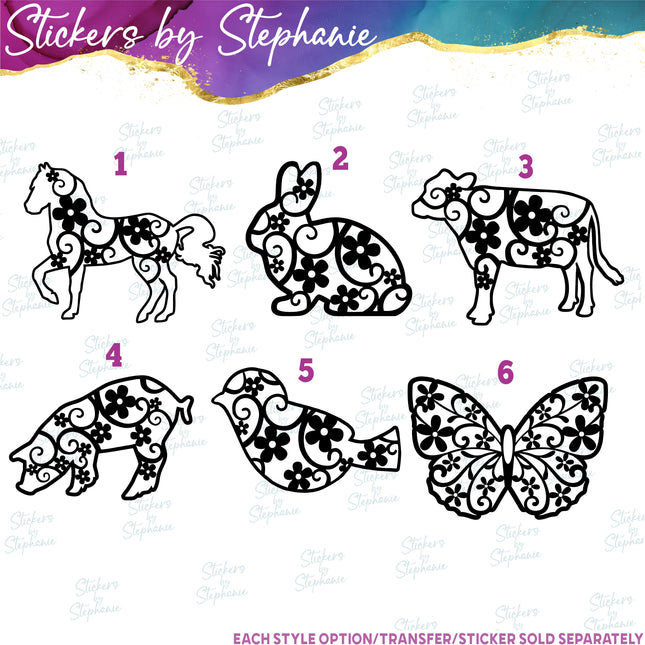 (s01A-028) Daisy Farm Animals Iron-On Transfer