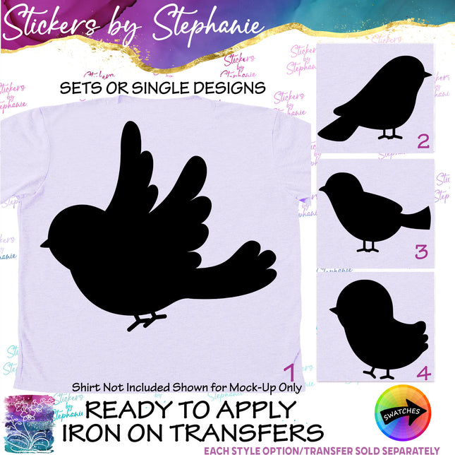 (s01A-281) Bird Silhouette Iron-On Transfer