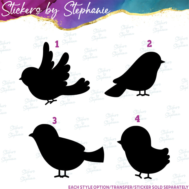 (s01A-281) Bird Silhouette Iron-On Transfer
