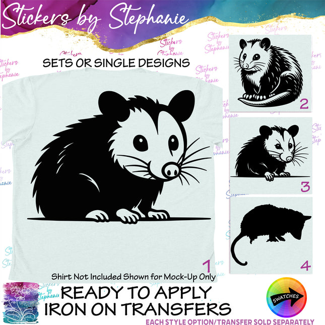 (s01A-284) Opossum, Possum Iron-On Transfer