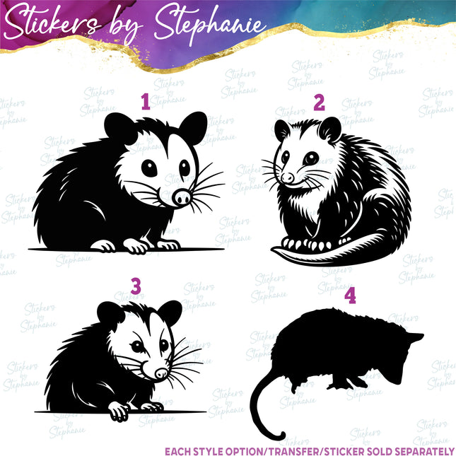 (s01A-284) Opossum, Possum Iron-On Transfer