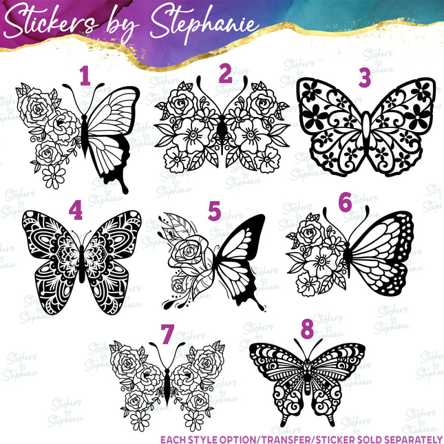 (s01A-003) Butterfly Floral Iron-On Transfer