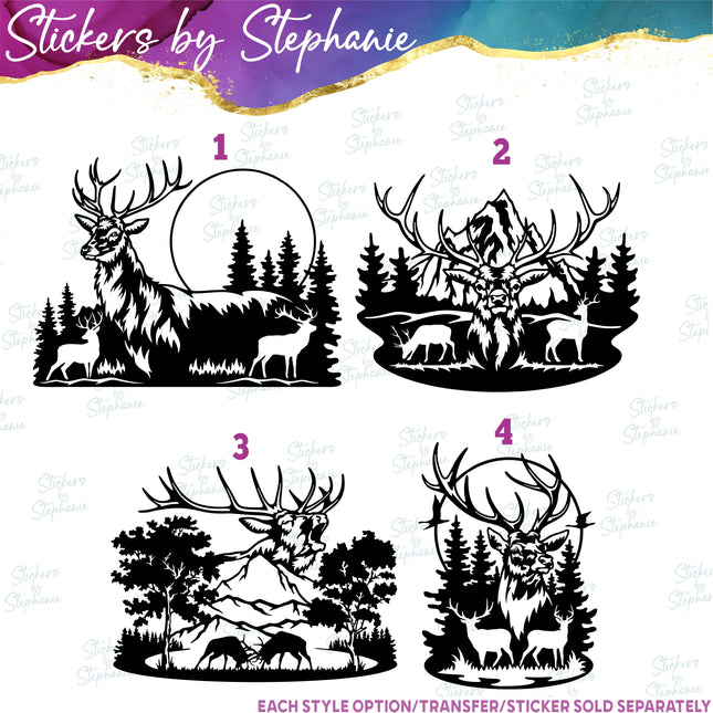 (s01A-039) Deer Double Exposure Iron-On Transfer