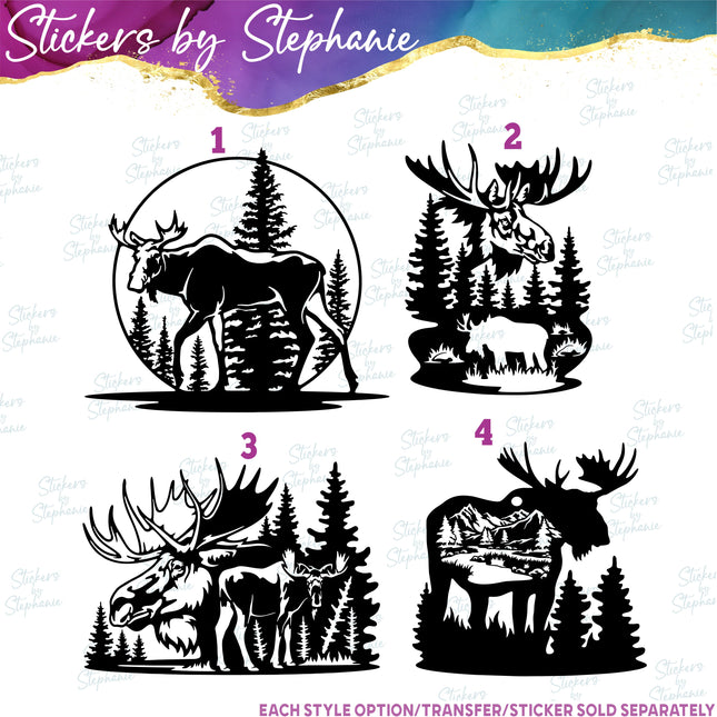 (s01A-041) Moose Double Exposure Iron-On Transfer