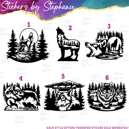 (s01A-043) Wolf Double Exposure Iron-On Transfer