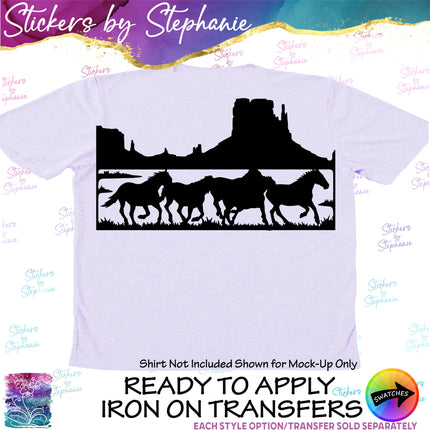(s01A-290) Horse Desert Mountains Iron-On Transfer or Sticker