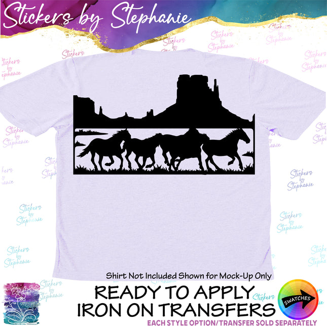 (s01A-290) Horse Desert Mountains Iron-On Transfer