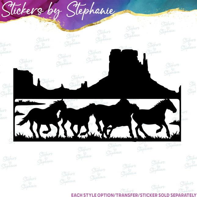 (s01A-290) Horse Desert Mountains Iron-On Transfer