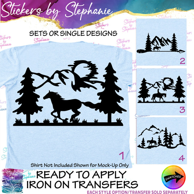 (s01A-046) Horse Mountains Iron-On Transfer