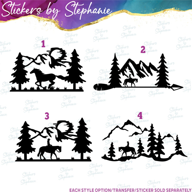 (s01A-046) Horse Mountains Iron-On Transfer