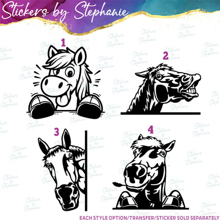 (s01A-047) Horse Peeking Iron-On Transfer