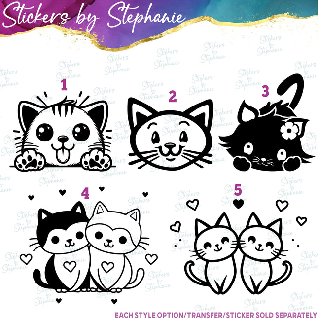 (s01A-048) Cat Peeking, Face Iron-On Transfer