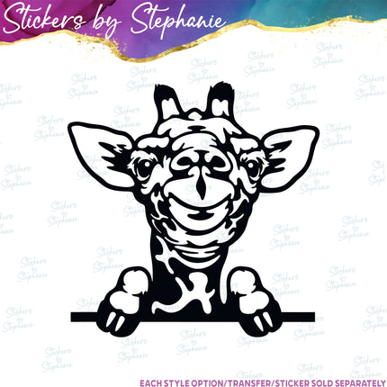 (s01A-051) Giraffe Peeking Iron-On Transfer or Sticker