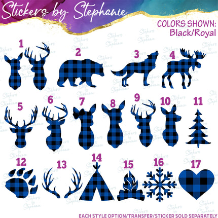(s01-054) Buffalo Plaid Teepee Tree Snowflake Iron-On Transfer