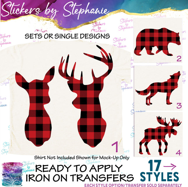 (s01A-054) Buffalo Plaid Animals Iron-On Transfer