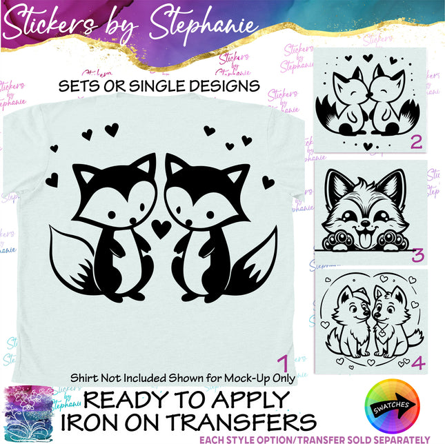 (s01A-057) Fox, Wolf Peeking, Buddies Iron-On Transfer