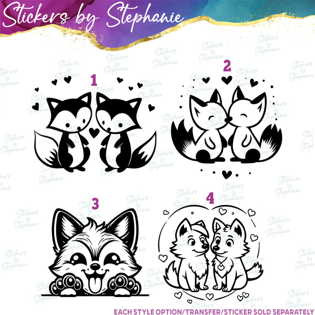 (s01A-057) Fox, Wolf Peeking, Buddies Iron-On Transfer