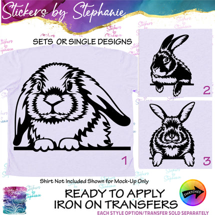 (s01A-058) Bunny Rabbit Peeking Iron-On Transfer