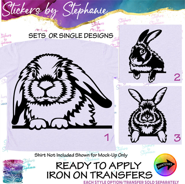 (s01A-058) Bunny Rabbit Peeking Iron-On Transfer