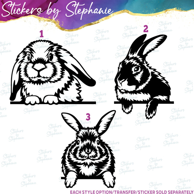 (s01A-058) Bunny Rabbit Peeking Iron-On Transfer