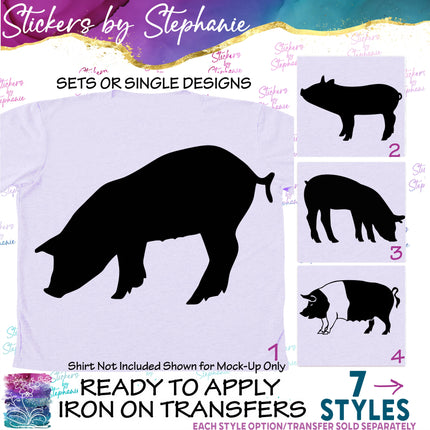 (s01A-062) Pig Silhouette Iron-On Transfer