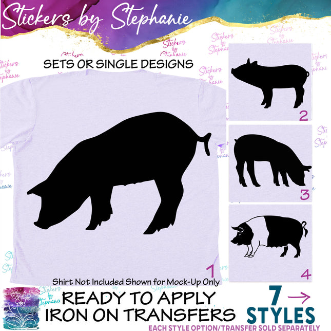 (s01A-062) Pig Silhouette Iron-On Transfer