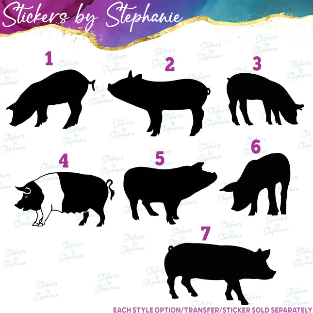 (s01A-062) Pig Silhouette Iron-On Transfer